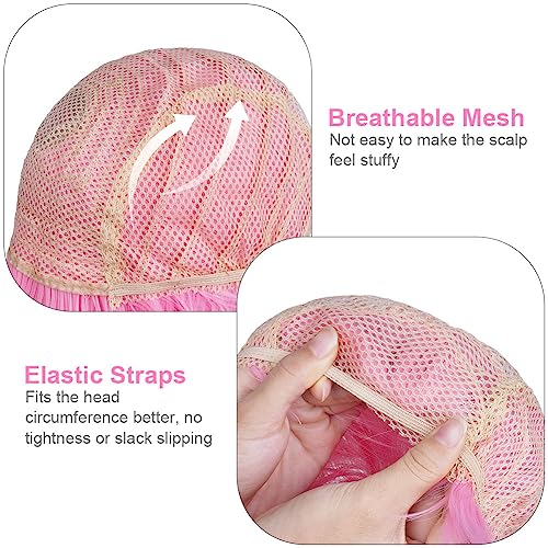 Aomig Pink/B Short Bob Wig for Women 3 PCS, Synthetic Straight Wig, Heat Resistant, Modern Style - Image 4