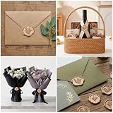 Werownsgso 66 sztuk naklejek z pieczęcią woskową w stylu vintage, brąz, elegancki wzór kwiatowy, naklejki pieczęci, naklejki ślubne, samoprzylepne, tylna strona na zaproszenia ślubne, koperty i