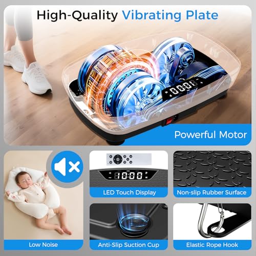 Image of AoraPulse Vibration Plate Exercise Machine, Vibration Plate for Lymphatic Drainage Weight Loss, 400 Lbs Capacity Full Body Workout Vibrate Fitness Platform for Home Women Men