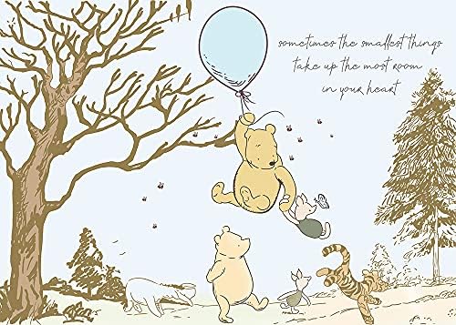 Sakurar SK Baby Winnie Bear Backdrop Blue Hot Air Balloon Backdrop Pooh Bear Photo Background Baby Shower Birthday Decoration Background 2.1x1.5m