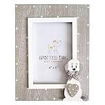 SPOTTED DOG GIFT COMPANY Dog Photo Frame, Wooden 4 x 6 Picture Frame for Wall Hanging or Tabletop Display, Cute Home Room Decor, Gifts for Dog Lovers & Pet Owners, Portrait - White Grey