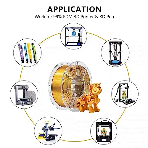 Image of iBOSS PLA Plus (PLA+) Silk Filament 1.75mm, 3D Printer Filament,1.75 PLA Filament, Dimensional Accuracy + /- 0.02 mm, 1KG 2.2 LBS Spool 3D Printing Material(Silk Gold)