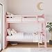 Storkcraft Long Horn Solid Hardwood Twin Bunk Bed, Pink Twin Bunk Beds for Kids with Ladder and Safety Rail