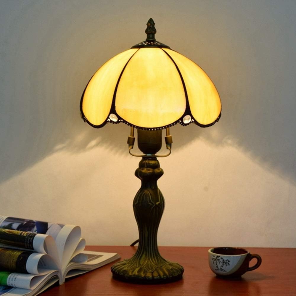 Lámparas de Mesa con vidrieras, lámpara de Mesa Creativa, lámpara de Escritorio Retro, lámparas de Mesa Amarillas, lámpara de Mesa para Restaurante, Bar, Dormitorio, Estudio, Sala de Estar