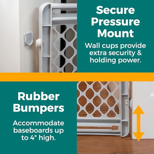 MYPET Universal Pet Gate: 26” - 42” Wide Dog Gate for Doorways with Pressure Fit or Swinging Door Hardware Mounting Types Included: 26" Tall; Gray - Image 5