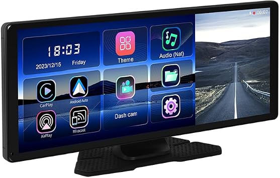 Dark 11.3 IPS Apple CarPlay & Android Auto/AirPlay, Android Cast Screen Mirroring, Torpedo Mounted Vehicle Screen (DK-VA-CMP1100A) with ADAS Driving System and 4K Front & Rear Camera