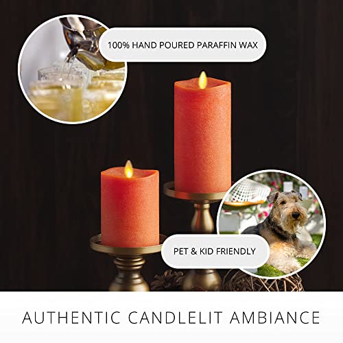 Image of Luminara - Flameless LED Battery Operated Flickering Pillar Candles - Burnt Orange- Pack of 1-3x6.5 - Realistic Moving Flame Real Wax Indoor /Outdoor