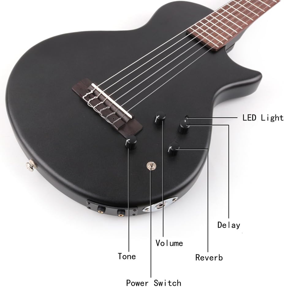 Fojill Electric Classical Guitar Classic Nylon String Travel Portable Silent Practice Guitars Mahogany Body Neck Rosewood Fretboard With Gig Bag