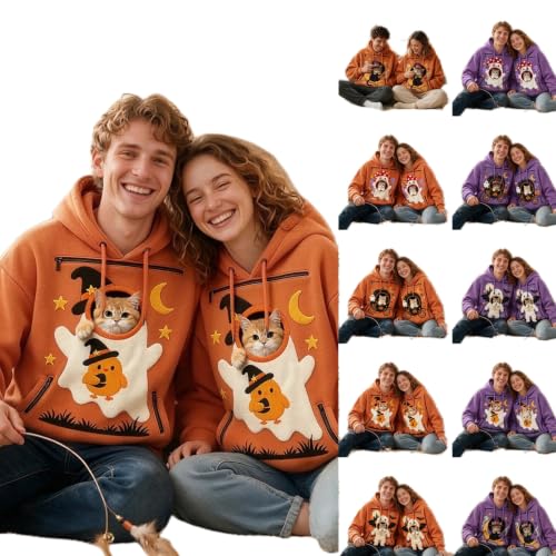 Halloween Pet Pouch Hoodie for Women Men Cat Dog Holder Pullover Sweatshirt - image 1