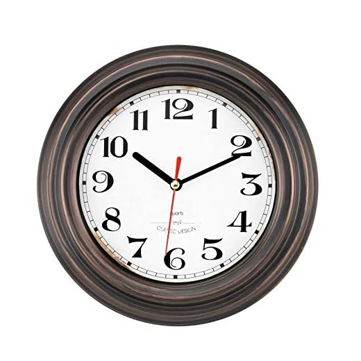 Lumuasky Small Wall Clock, 8 Inch Vintage Wall Clock, Battery Operated Retro Silent Non-Ticking Round Quartz Decorative Clock for Bathroom Living Room Kitchen Bedroom Office School