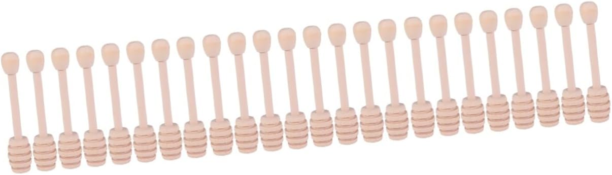 SECFOU 24pcs Wooden Honey Dippers Premium Stirring Sticks for Coffee Tea Safe Convenient for Honey Syrup and More for Easy Use