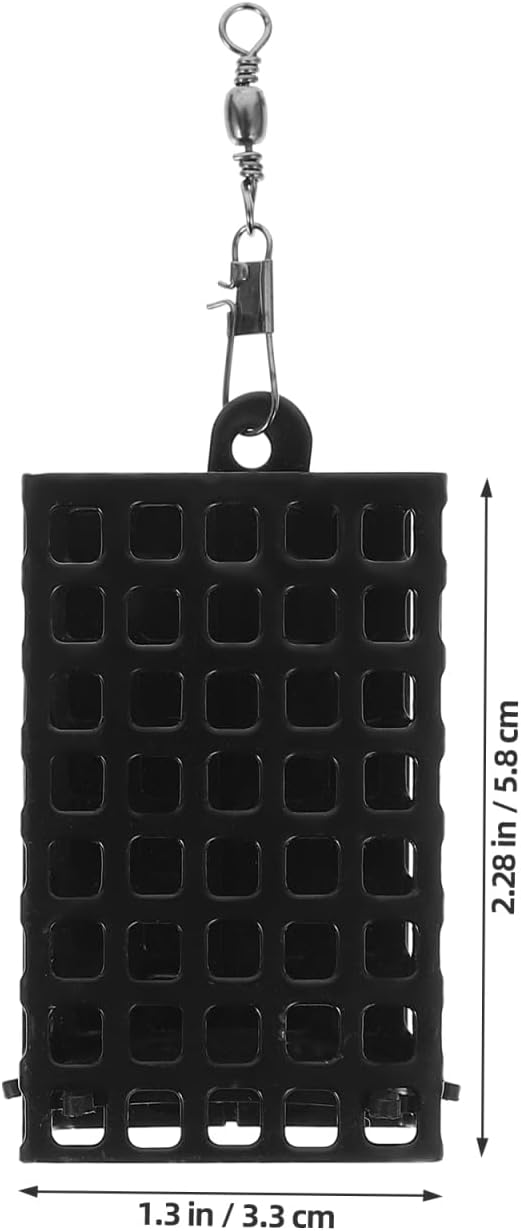 SUPVOX Compact Fishing Bait Cage Feeder Holder 2.28X1.29X1.18 Inch Metal Bait Basket for Carp Crustaceans Freshwater Fishing with 6 Pack