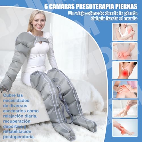 Foto von Lymphdrainage Gerät Beine bei Lipödem Arme und Bauch für Zuhause, 6 Kammern Beinmassagegerät Lymphdrainage Recovery Boots Professionelles gegen Lipödem & Schwellungen, 30-240mmHg Einstellbarer Druck