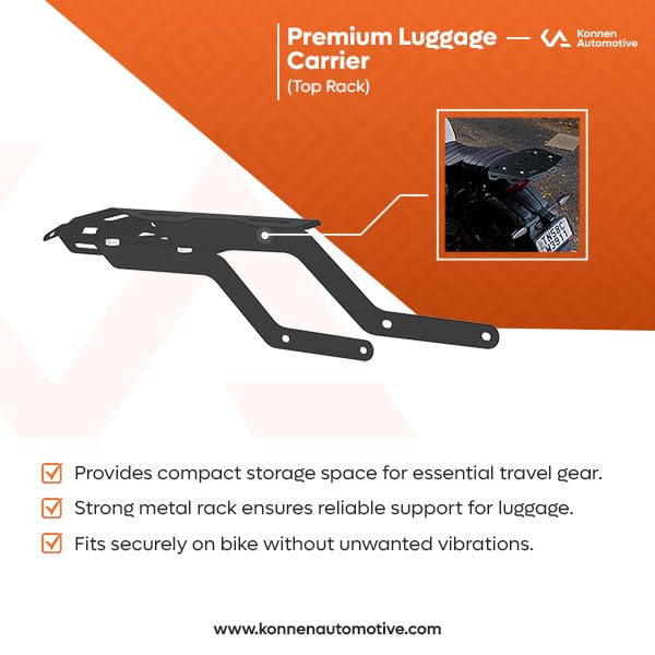 Image of Luggage Carrier | Top Rack | Luggage Rack Compatible with Triumph Speed 400 |Speed T4 | Scrambler 400X | Scrambler 400XC | Thruxton (Black) (Pack of 1) (Tour)