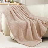 Exclusivo Mezcla Fleece Throw Blanket for Couch Sofa, Soft Warm and Fluffy Blankets for Women Men Girls Kids, Suitable for All Seasons, Camel, 50x60 Inches