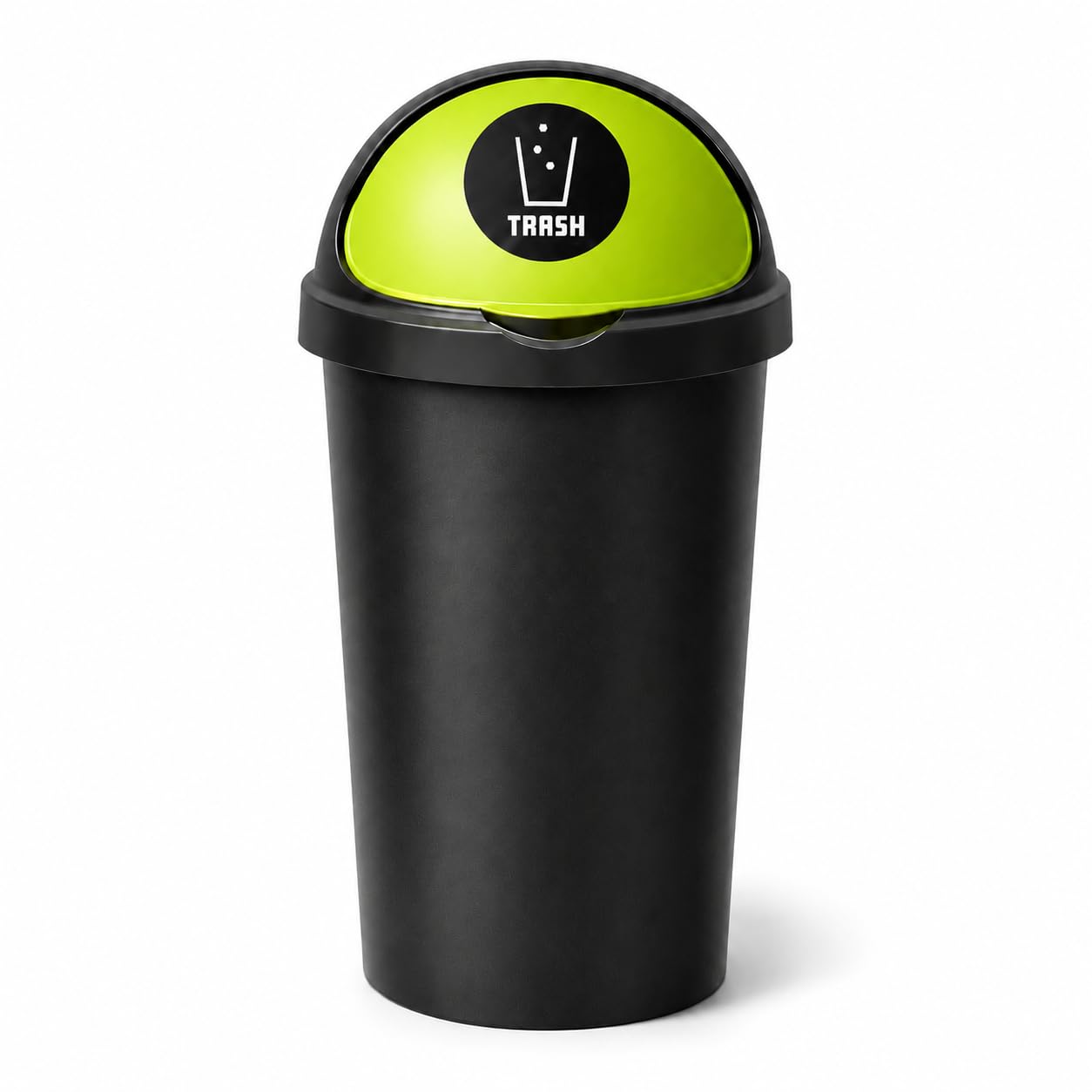 SPECTRAPLAST® 50L Bullet Bin with Coloured Lid & Sticker, Large Kitchen Rubbish Bin, Plastic Waste Bin for Home, Office, Bathroom & Utility Room, Indoor Recycling Dustbin (LIME GREEN, TRASH)