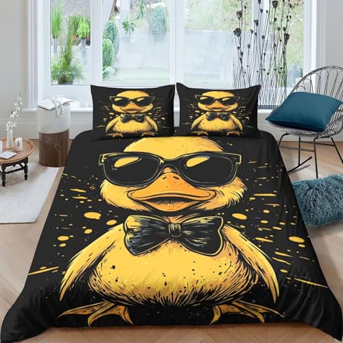 Drap de couette microfibre canard cool imprimé 3D avec 2 taies