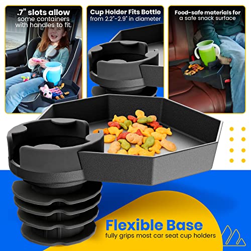 Kids Travel Tray – Car Seat And Car Cup Holder Tray - Tray For Snacks, Entertainment, Toys – Includes Cup Holder – Fits Most Car Seats #TOP3