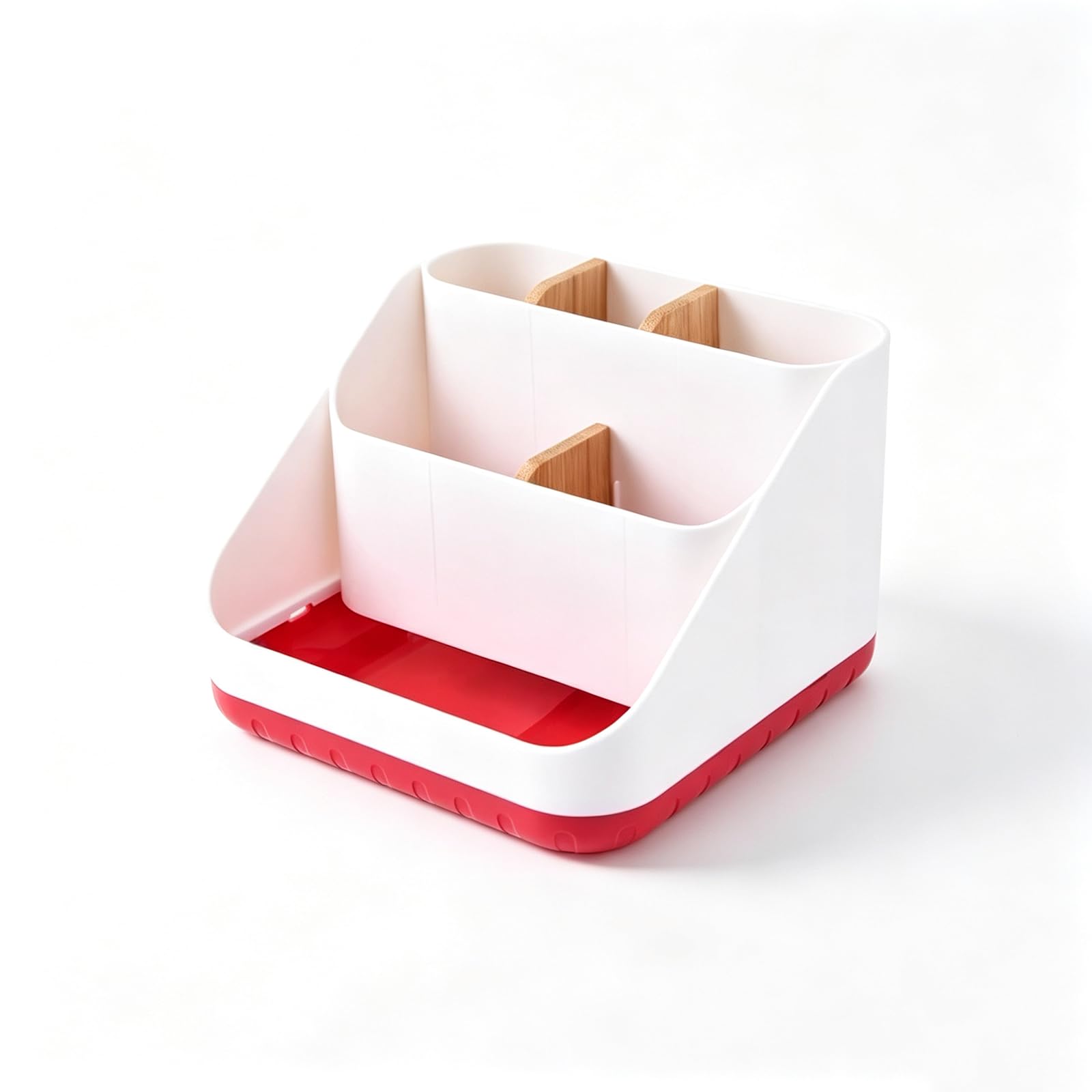 FCOFDRS Multi Compartment Desk Organiser with wood Divider,Desk Storage Box