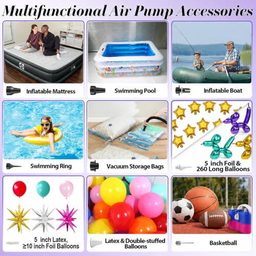 Image of Togvu Electric Balloon Pump, 3-in-1 Portable Air Pump for Inflatables and Balloons, Dual Nozzle Balloon Blower Machine for Latex 260q Foil Balloons 110V Inflator Deflator for Pool Floats Air Mattress