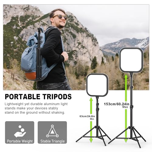 2Pack LED Video Light Kit, Hagibis 15W Photography Lighting Kit, 78" Dimmable Studio Lights with Tripod, 2500-8500K Stream Light for Video Recording, Game Streaming, Photography, Tiktok, YouTube - Image 6
