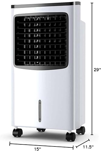Miniatura 9 de FANTASK - Enfriador de aire portátil eléctrico, 3 modos, 3 velocidades y temporizador, ventilador con pantalla digital, caja de cristal de hielo y