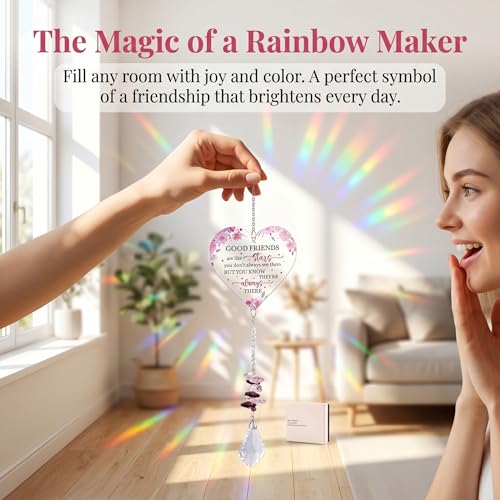 Image of for Women, Friendship Gifts for Women that Fill Her Room with Calming Colors (Perfect for Bestie Birthday, Christmas, or Just Because) - Heart Shaped Crystal Suncatcher Rainbow Maker