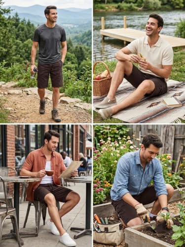 Image of Leriya Fashion Men Cotton Cargo Shorts | Lightweight Shorts Pant for Men | Elastic Waist with Drawstring | Casual Summer Cargo Short's for Man with Pockets