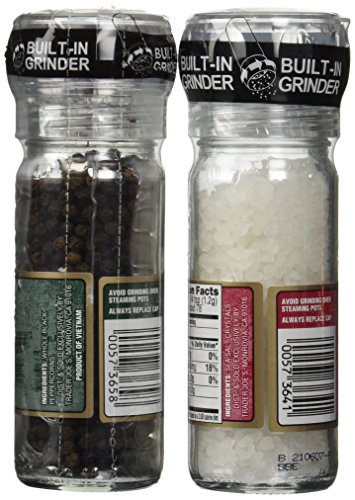 Trader Joe's Salt & Pepper Combo Pack w/ Grinders - Black Peppercorns and Sea Salt Crystals