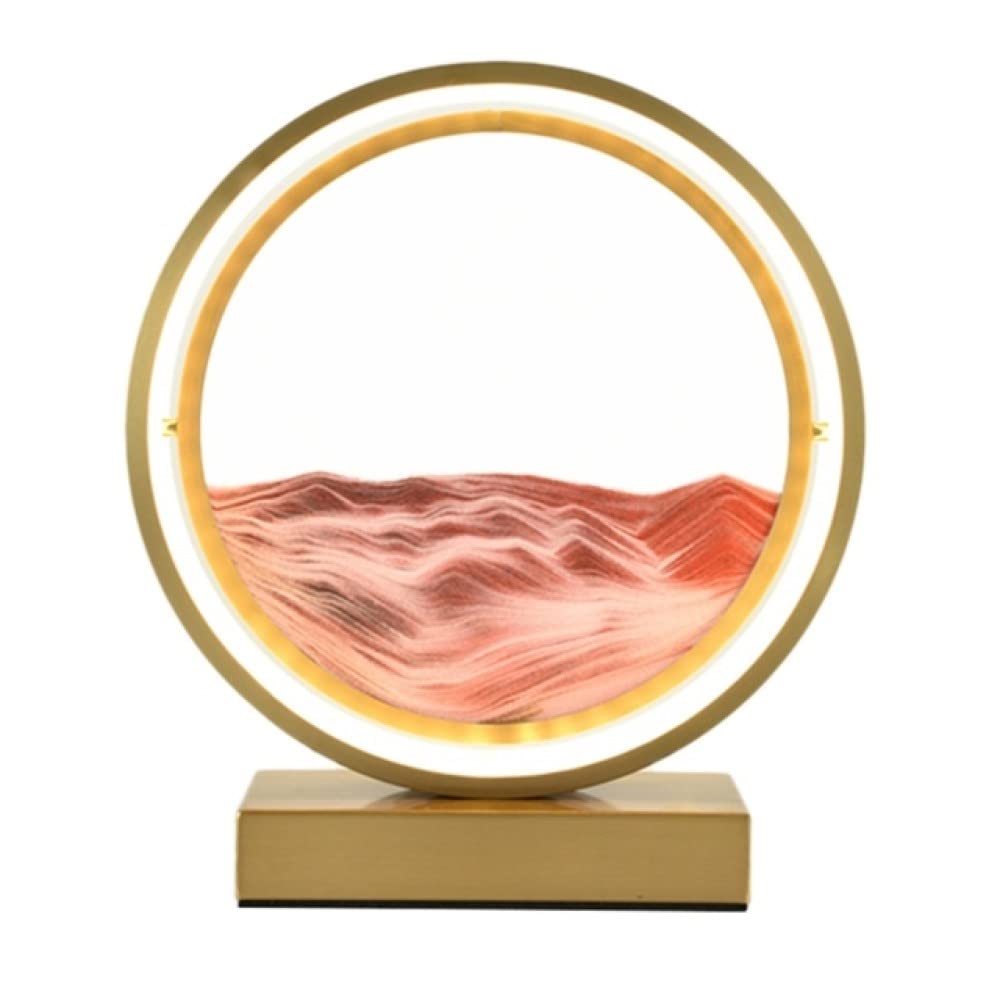 Lampe de table LED sablier rotatif Youther en or rouge avec prise EU