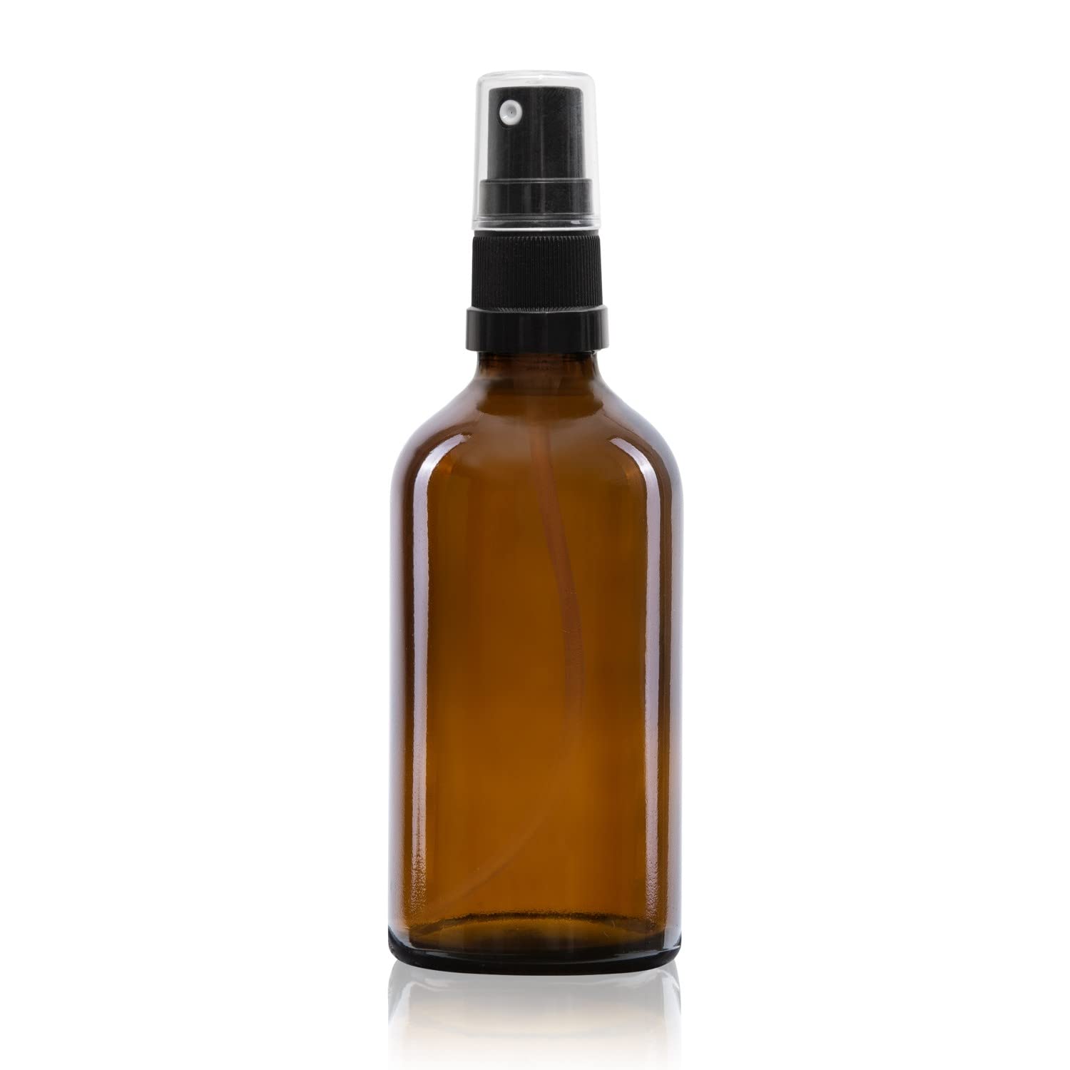 Oputec 10 x 50 ml Sprühflaschen aus Glas mit Zerstäuber + 10 Beschriftungs-Etiketten - Braunglasflaschen mit feinem Sprühkopf - Pumpspray-Flaschen