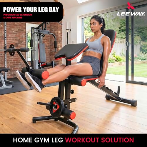 Image of Leeway LF350 Bench Press for Home Gym Setup | Adjustable Foldable Gym Bench /Table Exercise | Incline Decline Flat Positions with Leg Extension, Preacher Curl | Multipurpose Strength Training Workout(Black, Bench LF350)