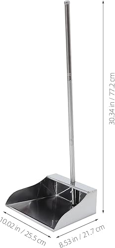 Miniatura 3 de Lurrose Recogedor de acero inoxidable recogedor con mango - Recogedor de pie para interior y exterior