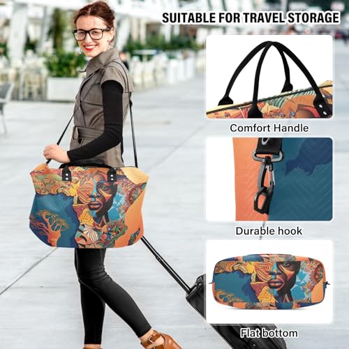 Duffel Bag Set with Toiletry Bag for Travel Gym Sport, Luggage Sleeve Weekender Bags Carry on Overnight Bag-Art African Map Print4