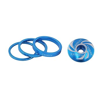 WINTI 1 1/8 Inch Bicycle Headset Spacer with Top Cap Headset Star Nut Set Blue