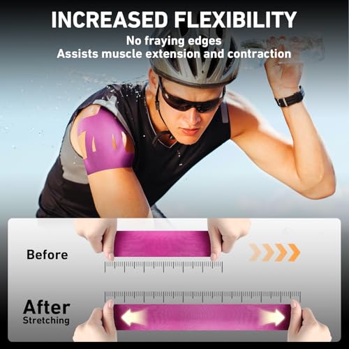 Image of Kinesiology Tape for Shoulder Precut, 12 PCS Shoulder Tape for Pain Relief, KTQUICK Original Cotton Waterproof & Breathable, Enhance Elastic Sports Tape for Pain Support and Muscle Sports, Pink