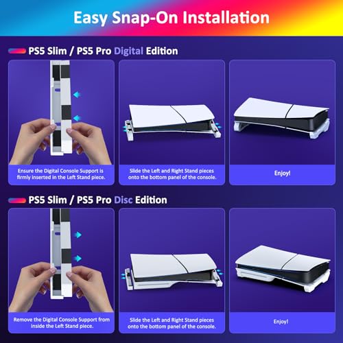 Image of NexiGo Horizontal Stand for New PS5 Slim and Pro Console, [Minimalist Design], Base Stand for PS5 Accessories, Compatible with PlayStation 5 Slim /Pro Disc & Digital Editions, White