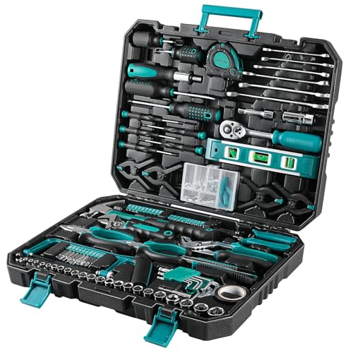 TLGREEN 198 Piece Home Tool Kit Set with Storage Case Portable Hand Tools for DIY Car Repair Home Maintenance Includes Screwdrivers Socket Wrench Pliers Mechanic Toolbox for Men Women
