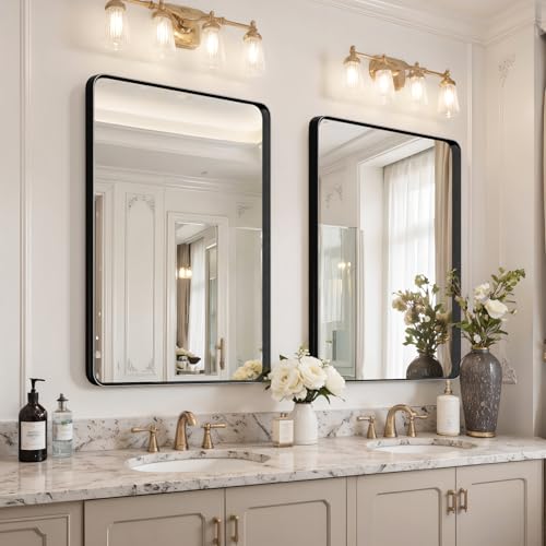 Image of 32 inchx24 inch Bathroom Vanity Mirror for Wall Aluminum Framed Farmhouse Rectangle
