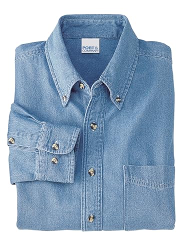 Port & Company Long Sleeve Denim Shirt (SP10) - Faded Blue SP10 XL4