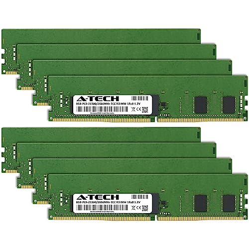 Image of A-Tech 64GB Kit (8x8GB) DDR4 2666MHz PC4-21300 ECC RDIMM 1Rx8 Single Rank 1.2V ECC Registered DIMM 288-Pin Server & Workstation RAM Memory Upgrade Modules (A-Tech Enterprise Series)