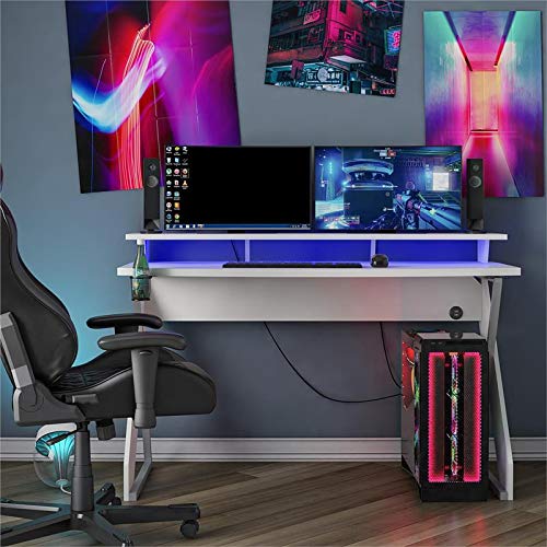 Ntense Xtreme Riser, Ergonomic, Home Office, Work Table, Computer, Gaming Room Desk, Monitor Stand, Cup Holder, Headphone Hook, White #TOP1