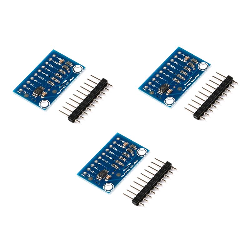 3PCS ADS1115 16bit ADC Converter -High Precision 4 Channel I2C IIC Analog to Digital Converter Development Board for Arduino Raspberry Pi DIY