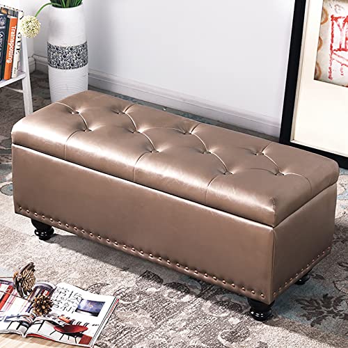 Banco Otomano De Armazenamento, Assento Acolchoado Com Apoio Para Os Pés Do Baú De Armazenamento, Ba