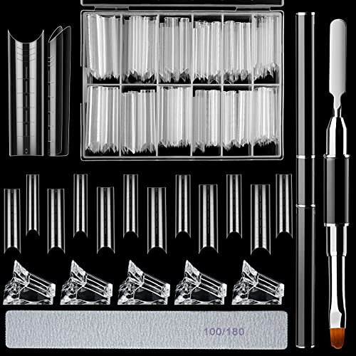 240 Stücke Halb Abdeckung Doppelte Nagel Formen Set Gel Nagel Form Sarg Erweiterung Form Nagel Gel Form für Nägel in 12…