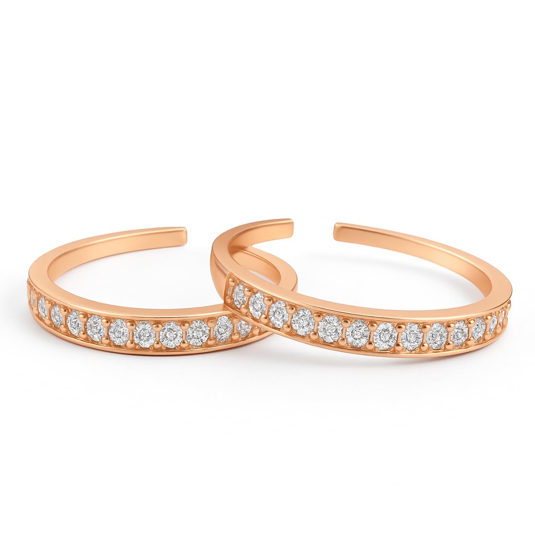 925 Sterling Silver Rose Gold Plated Cubic Zirconia Studded Toe Rings | Gift for Women & Girls | With Certificate of Authenticity and 925 Hallmark