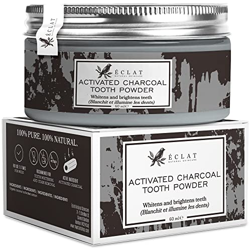 Polvo de Carbón Activado Natural - Blanquea y Aclara los Dientes, Elimina las Manchas con Carbón Activado de Coco -...