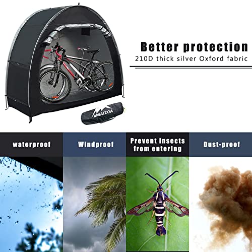 Maizoa Outdoor Bike Covers Storage Shed Tent,210D Oxford Thick Waterproof Fabric,Outdoor Aluminum Alloy Bracket Bicycle Storage Shed, Neat Tent Bicycle Cover,Store 2-3 Bicycles Or Tricycles #TOP5