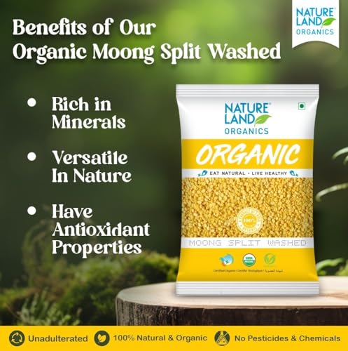 Image of Natureland Organics Moong Dal Yellow /Split Washed 500 Gm - Organic Healthy Pulses & Natureland Organics Arhar /Toor Dal 500 Gm - Organic Healthy Pulses
