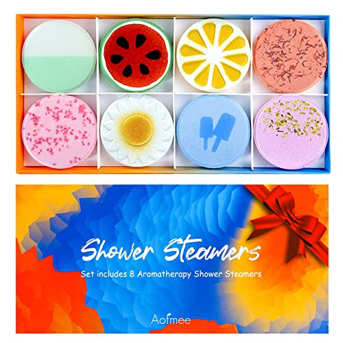 Aofmee Bombas de duche aromáticas - 8 comprimidos vaporizadores de óleos essenciais para relaxar - conjunto presente original para mulher, homem, mãe - presentes para dia dos namorados aniversário